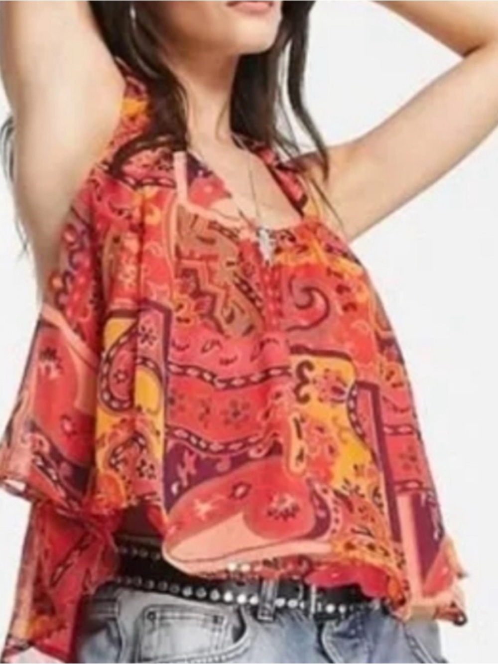 NWT Free People racer back flowy top  Strawberry tank. Easily fit a small